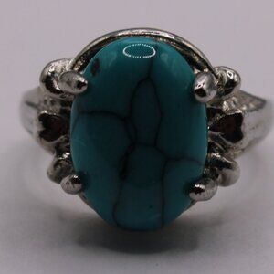 18257-US 6 Oval Blue Stone Ring.